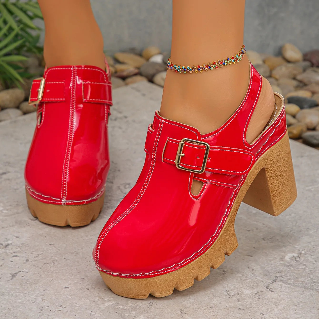 Super High Heels Sandals for Women Round Toe 2025 Summer Chunky Heel Comfortable Shoes Closed Toe Sophisticated Women's Shoes