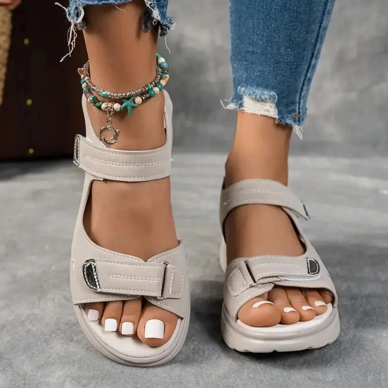 New Summer Wedge Sandals Casual Women Comfortable Fashion Thick Sole Outdoor Platform Sandals Non Slip Wading Beach Shoes Women
