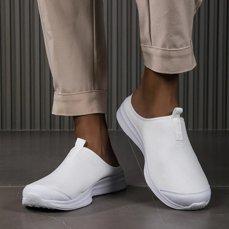 Men's Summer Slip-On Shoes Lightweight Casual Half Slippers for Women's Outdoor Soft Bottom Support Walking Shoes Size 36-46