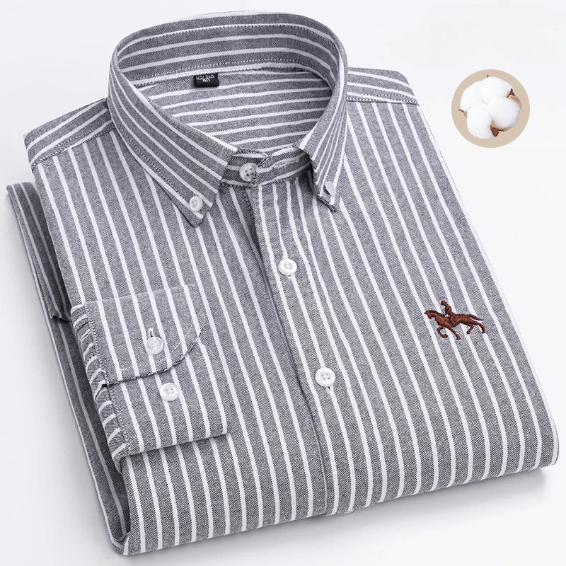 New in shirt 100%cotton plus size long-sleeve shirts for men slim fit formal fashion office shirt hight qulity plaid clothes