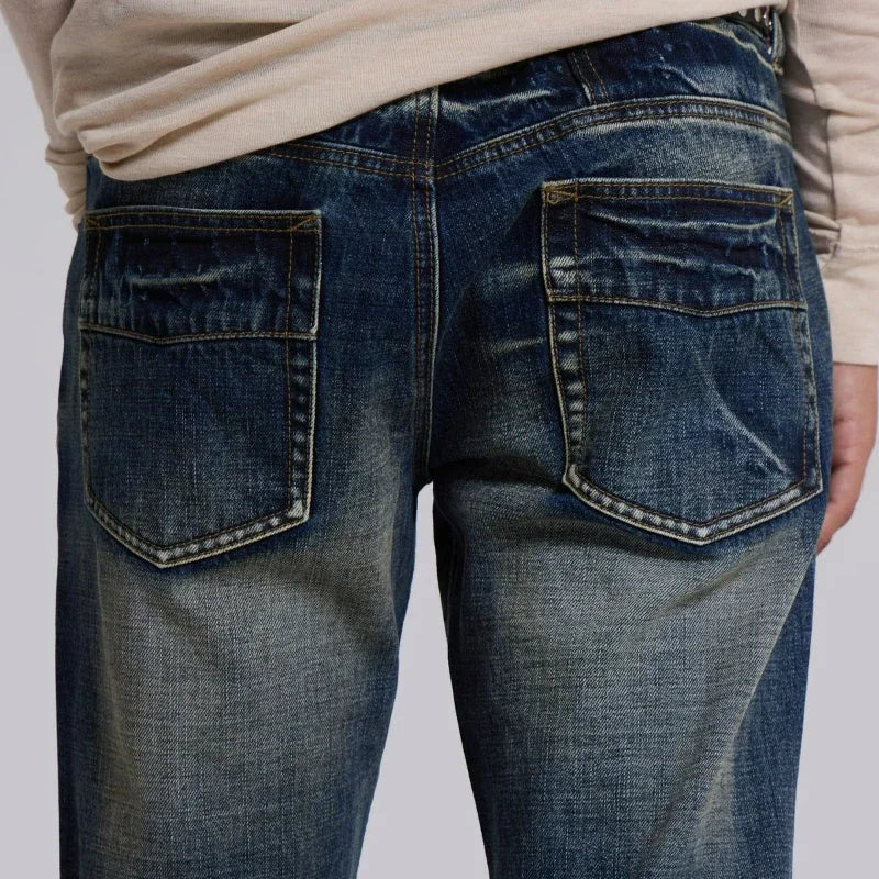 Y2K Mid Blue Flared Jeans Vintage Washed Men Women Bootcut Jeans Gothic High Street Unisex Streetwear Retro Baggy wide leg Pants