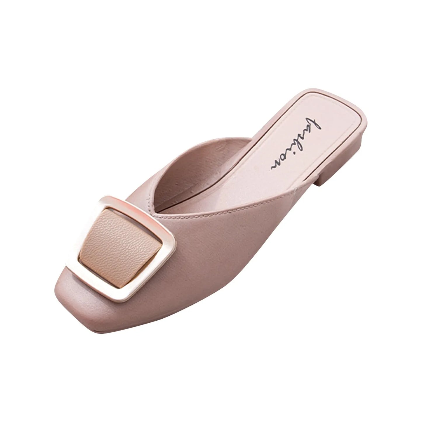 Slippers Women's Summer with New Fashion Square Toe Flats Sandals Shoes Muller Spring Flip Flops Slides Outdoor Work Ladies