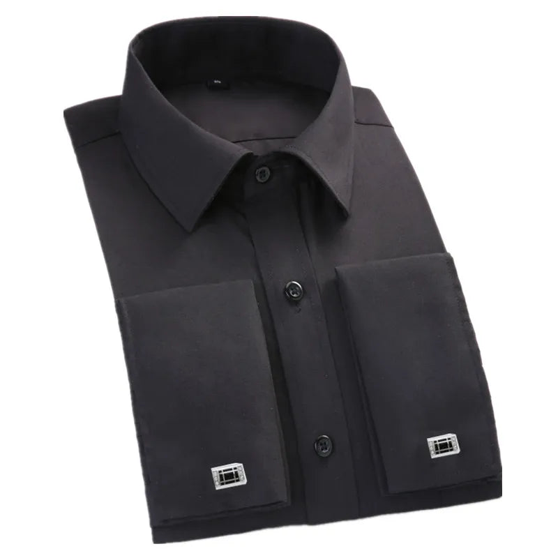 Men's Blue Long-sleeved Dress Shirts, Single-breasted Lapel Vertical Striped Shirt Men, White,Purple,Black,Pink,Yellow Optional