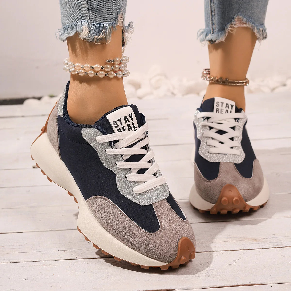 Women Sneakers Causal Walking Shoes Woman Autumn Fashion Lace Up Sports Platform Shoes Outdoor Non-slip Running Shoes