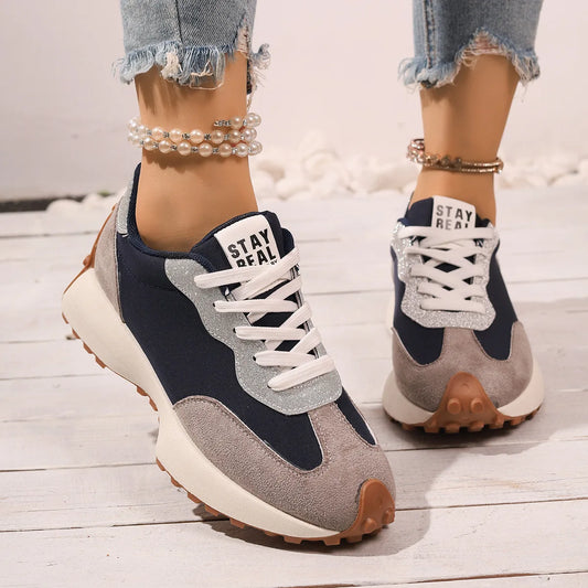 Women Sneakers Causal Walking Shoes Woman Autumn Fashion Lace Up Sports Platform Shoes Outdoor Non-slip Running Shoes
