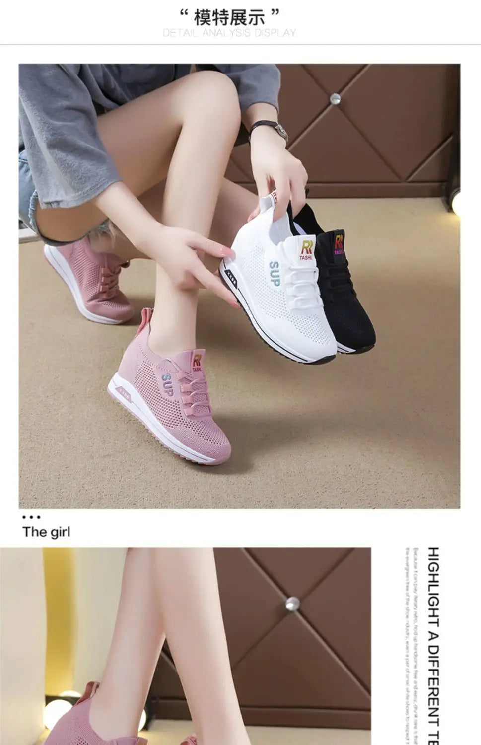 2025 Women's Wedges Shoes Platform Shoe Spring Breathable Casual Shoes Woman Fashion Sneakers Height Increasing Vulcanize Shoes