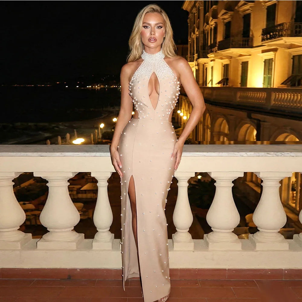 Customized Saudi Dress Sleeveless Wedding Party Dresses Floor Length Mermaid O Neck Women's Evening Dresses Beading Prom Dress
