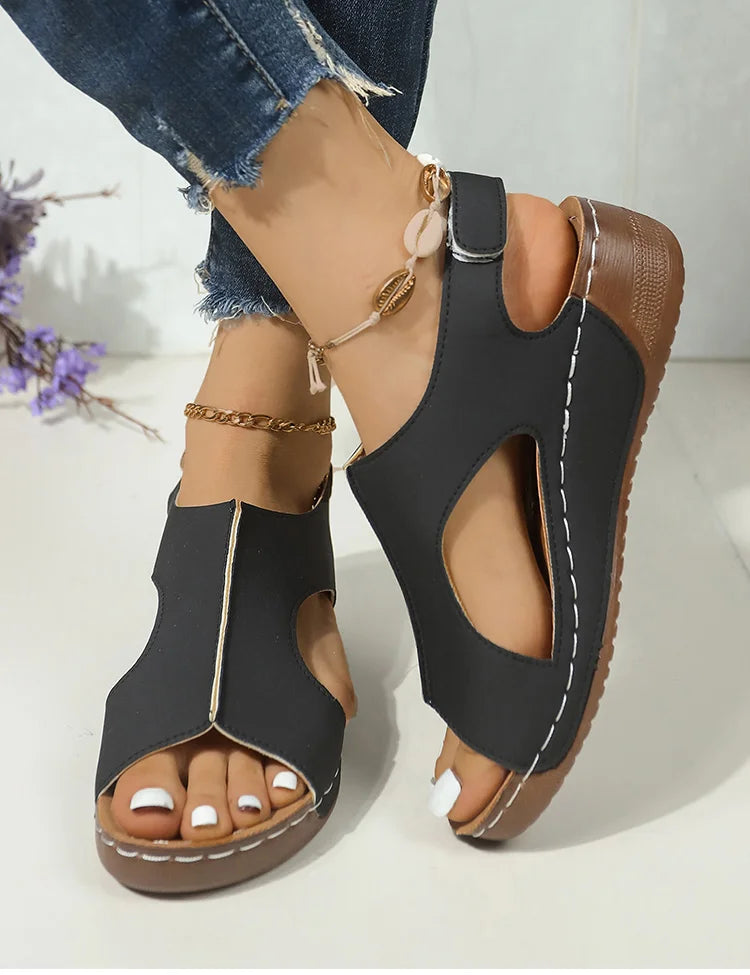 Women's Sandals Peep Toe Wedge Heel Sandals For Woman Shoes Summer Sandalias Mujer Low Platform Heels Sandals Heeled Shoes Women