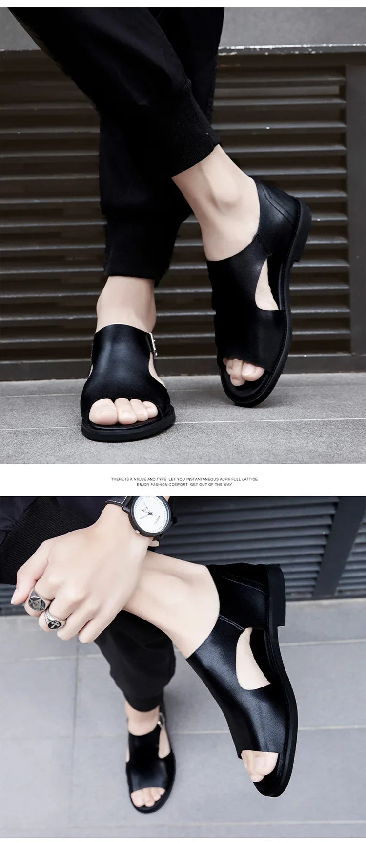 Sandals Men Summer Soft Sole Non-slip Shoes Fashion Male Beach Casual Flat Comfortable Shoes Plus Size Gladiator Rome Sandals