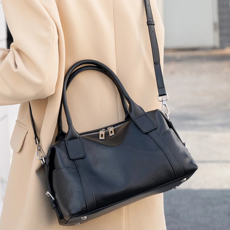 2026 New Women's Fashion Genuine Leather Handbag Female Large Capaci Luxury Designer Boston Totes Bag Shoulder Crossbody Bag