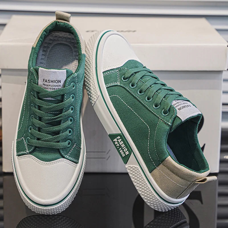 Mens Breathable Canvas Skate Shoes Soft Sole Casual Sneakers Trendy Versatile Lightweight Non-Slip Slip-On Sports Footwear 37-48
