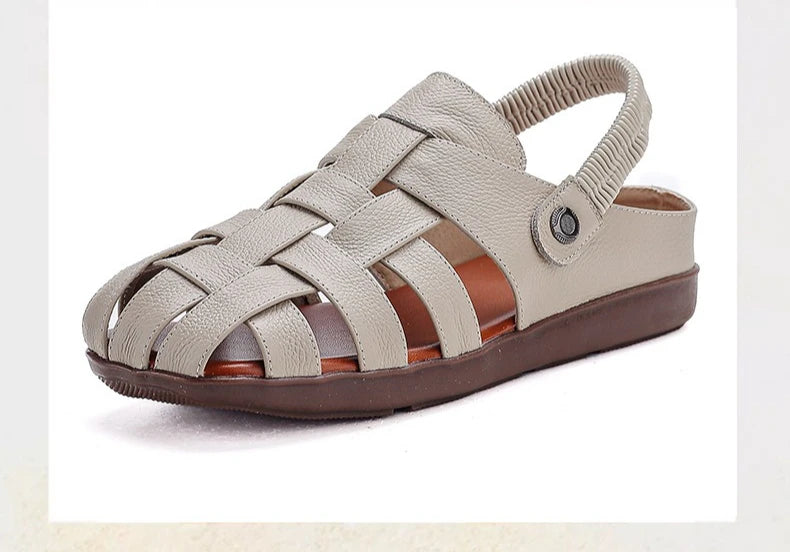Women's Sandals - Completely Redesigned in 2026  Premium Leather Roman-style Women's Sandals - Flat Rubber Heel - Designer Model