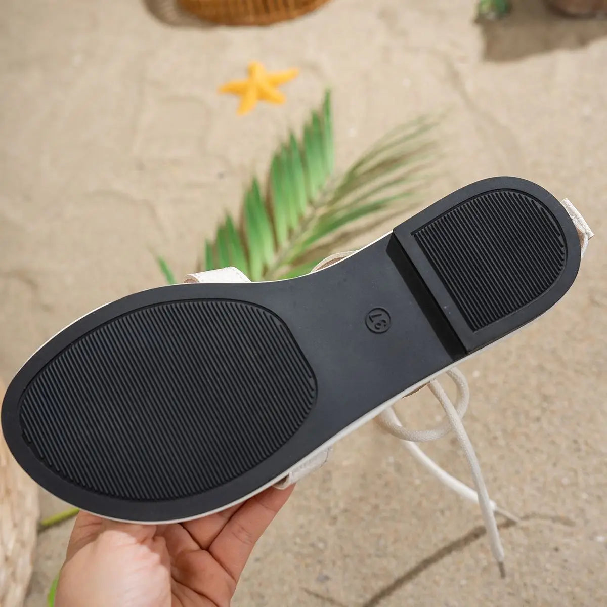 2026 Summer Women's Sandals Black White Non-slip Soft Leather Lace-up Designer Luxury Shoes Fashion Open-toe Sports Sandalias