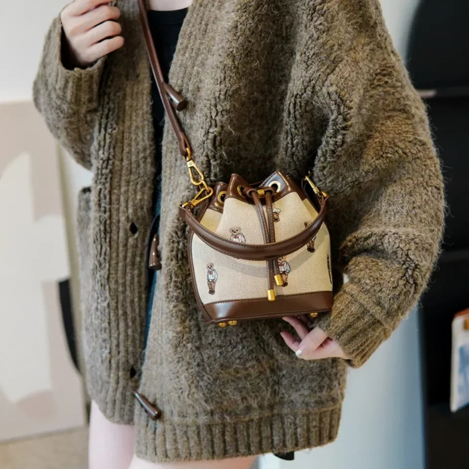 Drawstring Bucket Bag Large Capacity Women's Handheld Crossbody Messenger Bag Large Capacity Handheld Shoulder Armpit Bag