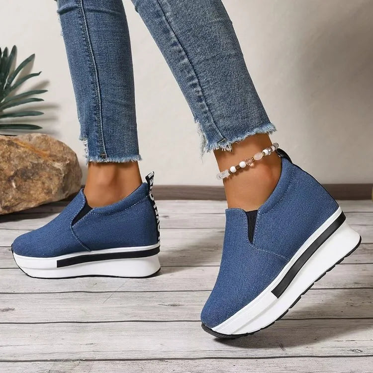 Women Wedges Ankle Boots Platform Thick Bottom Shoes Slip on Zipper Fashion Casual Female Sneakers Shoes Zapatos De Mujer
