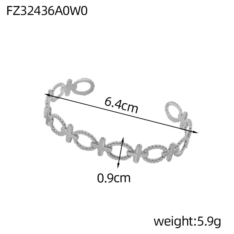 Titanium - Steel Gold - Plated C - Shaped Open - Ended Bangle. A Unique, Irregularly Spliced And Niche Accessory For Women.