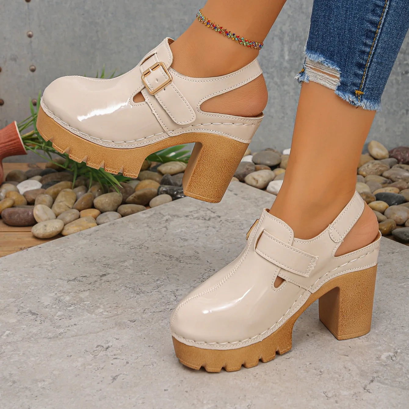 Super High Heels Sandals for Women Round Toe 2025 Summer Chunky Heel Comfortable Shoes Closed Toe Sophisticated Women's Shoes