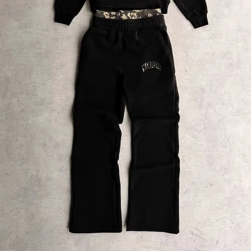 2025 New Tracksuit Men Clothing Y2K Vintage Embroidered Leopard Print Street Casual Hoodie Trendy Double Waist Unisex Sweatpants
