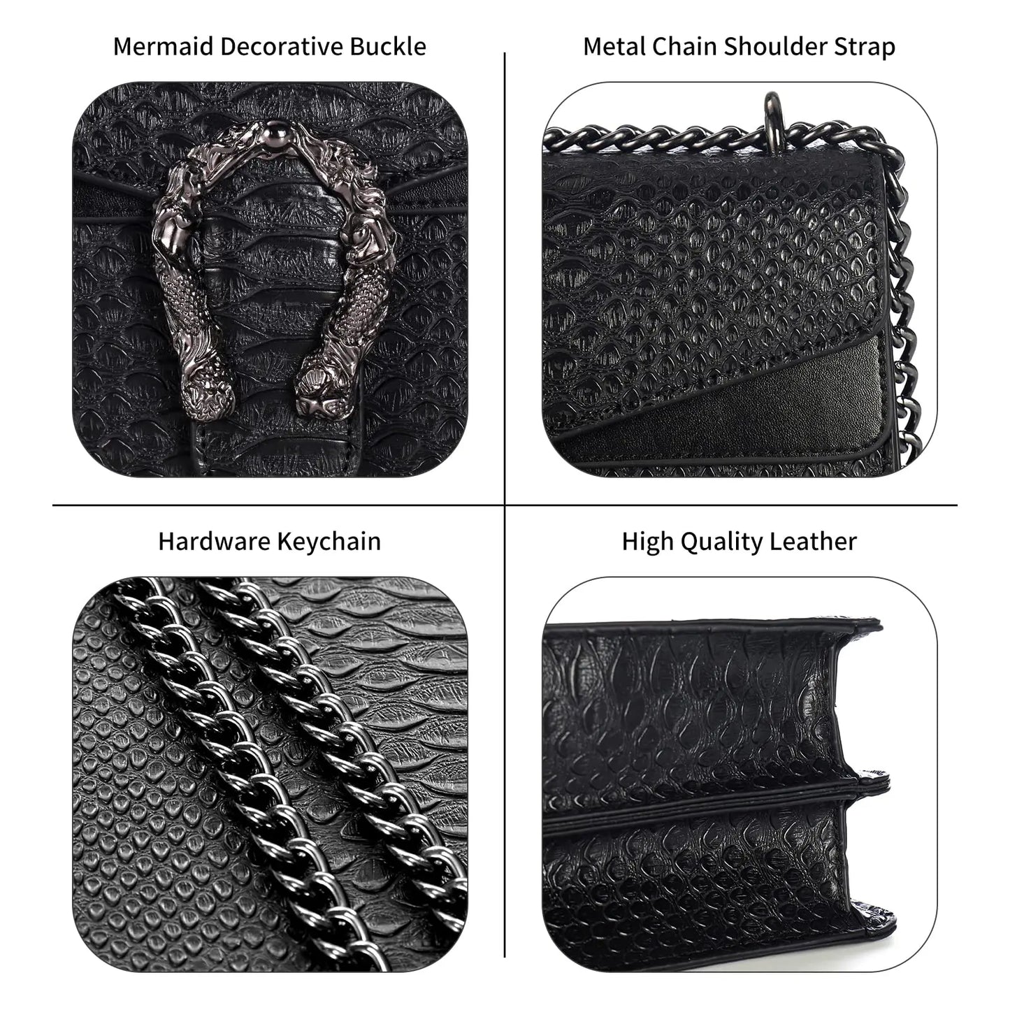 Shoulder Bag Crossbody Bag and Satchel Purse for Women - Fashion Snake Print Chain Purse Luxury PU Leather HandBag