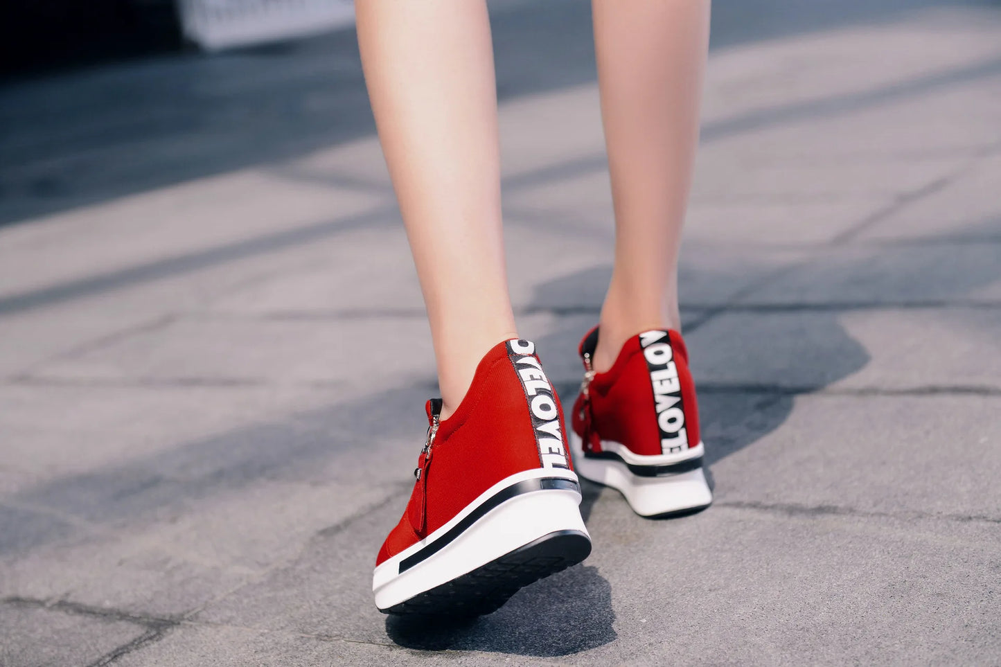 Women Wedges Ankle Boots Platform Thick Bottom Shoes Slip on Zipper Fashion Casual Female Sneakers Shoes Zapatos De Mujer