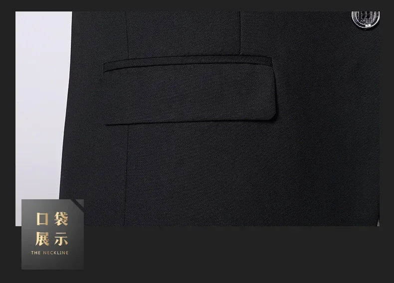 Suit Outdoor(Blazer+ Vest + Pants) Men's Formal Wedding Best Man Working Gentleman Fashion Slim Solid Color Business Office Suit