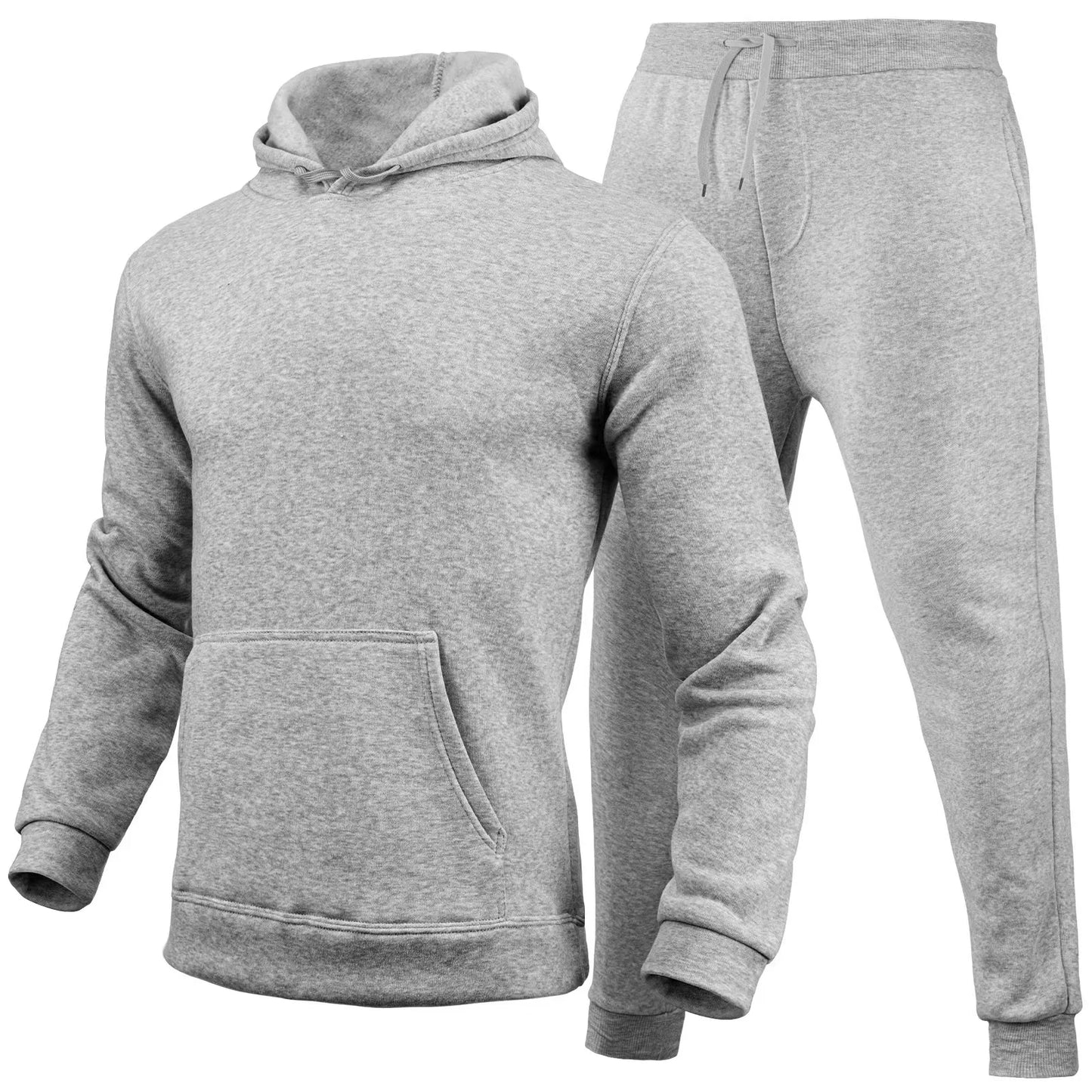 New Men Women Tracksuit Hoodies Casual Solid Color Thick Pullover and Long Pant 2-piece Set Men Autumn Fleece Jogger Sports Suit