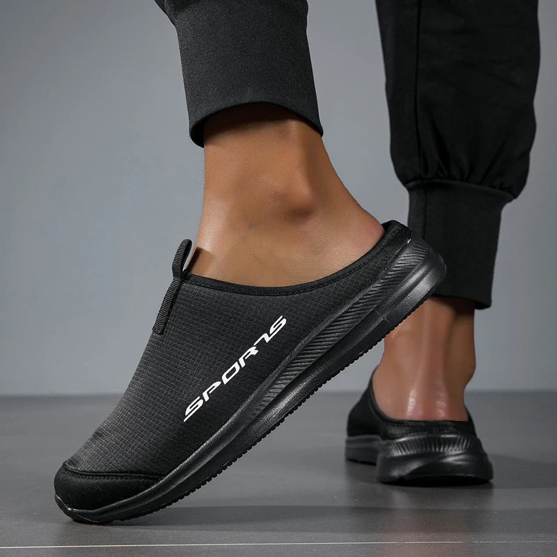 Men's Summer Slip-On Shoes Lightweight Casual Half Slippers for Women's Outdoor Soft Bottom Support Walking Shoes Size 36-46