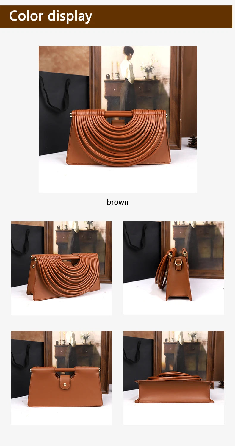 The 2025 new hand-held woven bag with lines is a unique, high-end, individual and fashionable handbag for women