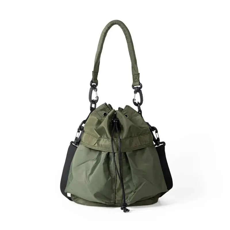 Women Tote Bag Shoulder Bag Nylon Waterproof Large Capacity Handbag Drawstring Crossbody Bag