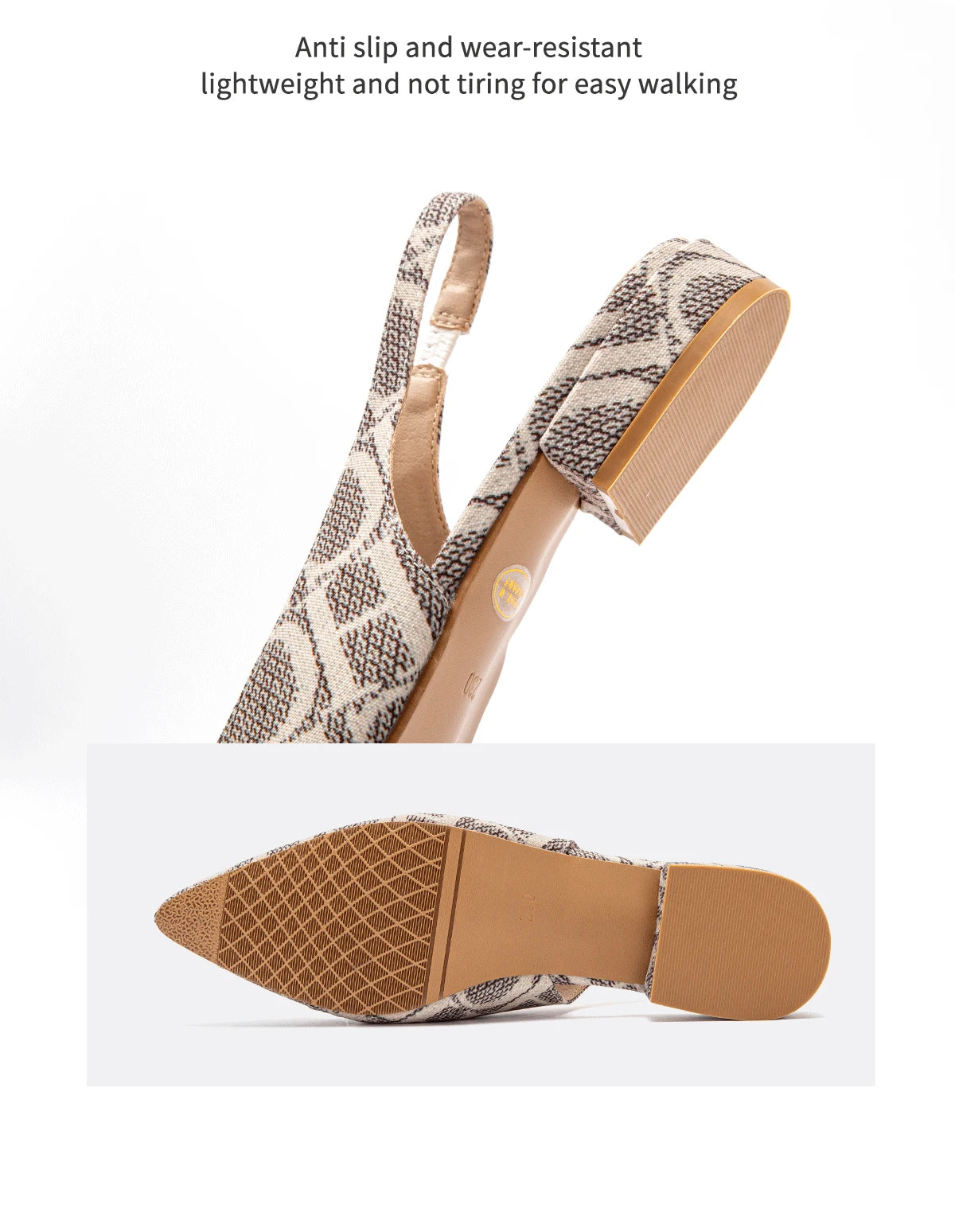 Classic Style Fashion Women's Heeled Single Shoes Wear Comfortable Letter Print Design Retro Versatile