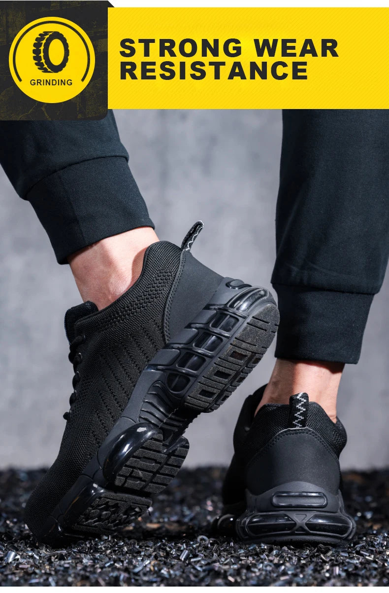 Steel Toe Work Shoes for Men Women Comfortable Lightweight Black Safety Construction Working Shoes Anti-Smash Anti-Puncture