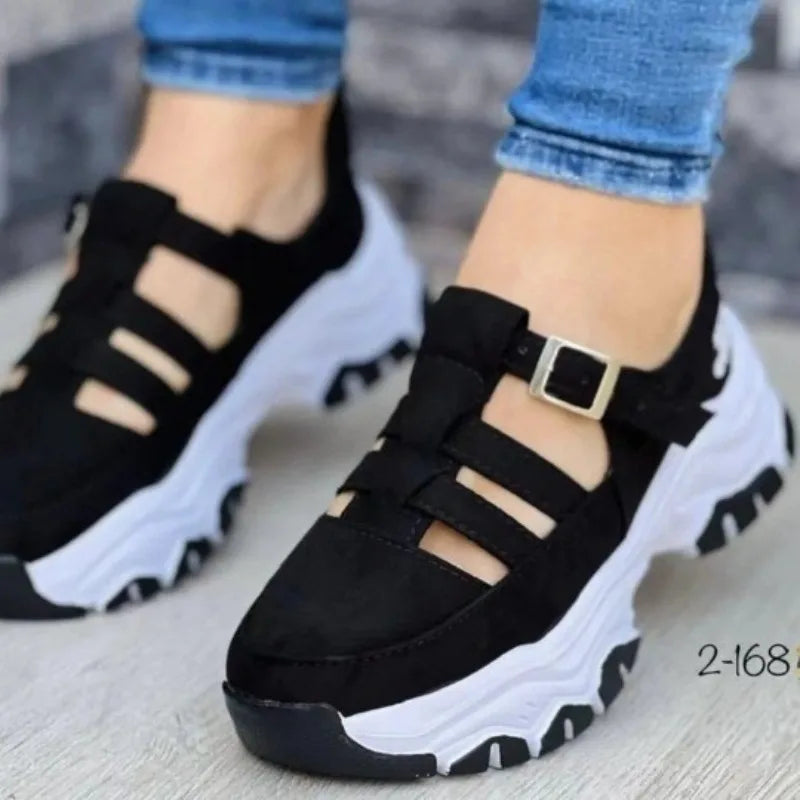 Fashion Sandals for Women Popular Buckle Thick Bottom Design Breathable Open Toed Women's Sandals Flat Casual Sports Shoes 슬리퍼