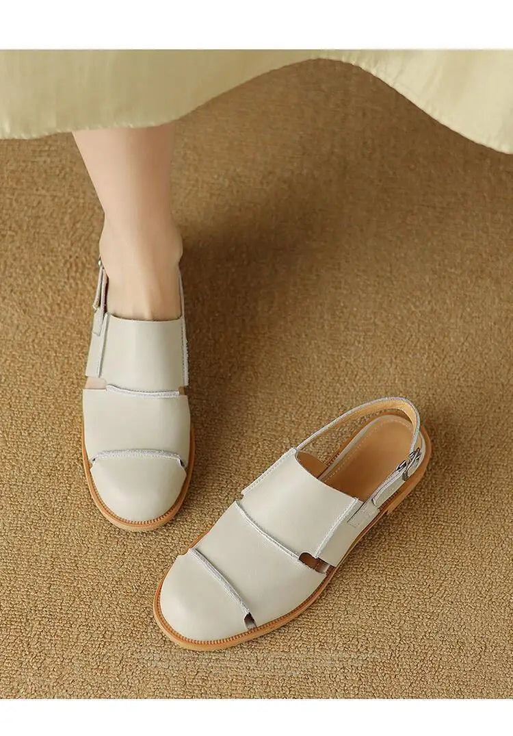 Women Sandals 2026 new Hollow Breathable Comfortable Soft Sole Low Heel Slingback Shoes Summer Fashion Versatile Casual Sandals