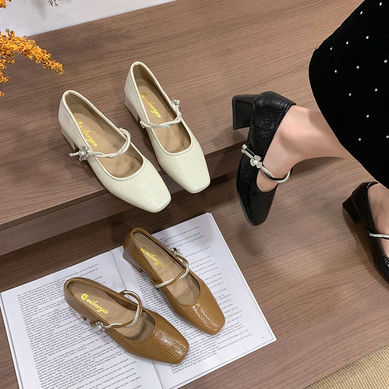 New Women's Shoes Spring and Autumn Shoes Thick Heel Single Shoes Fashionable and Comfortable Shoes Zapatillas Mujer