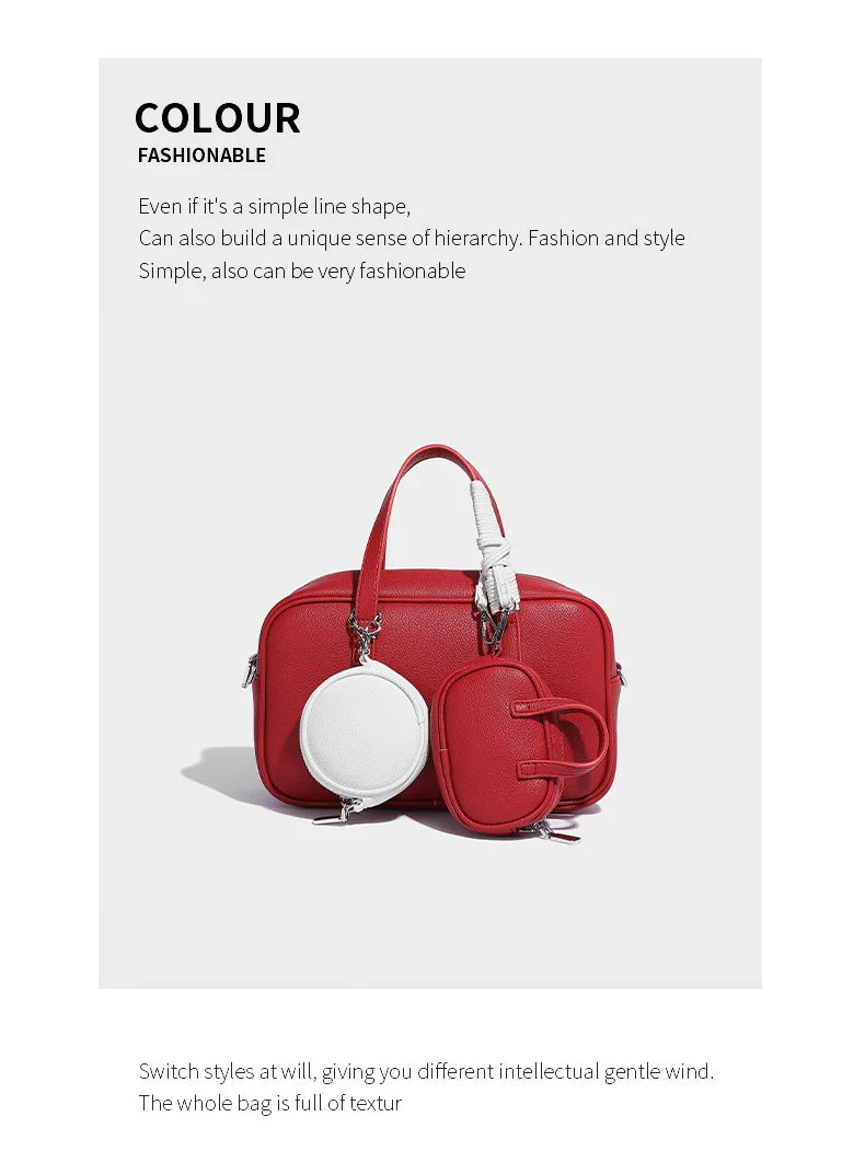 Boston Bag Women Fashion 2025 Euro-America Style Simple Shoulder Bag Handbags Composite Bag