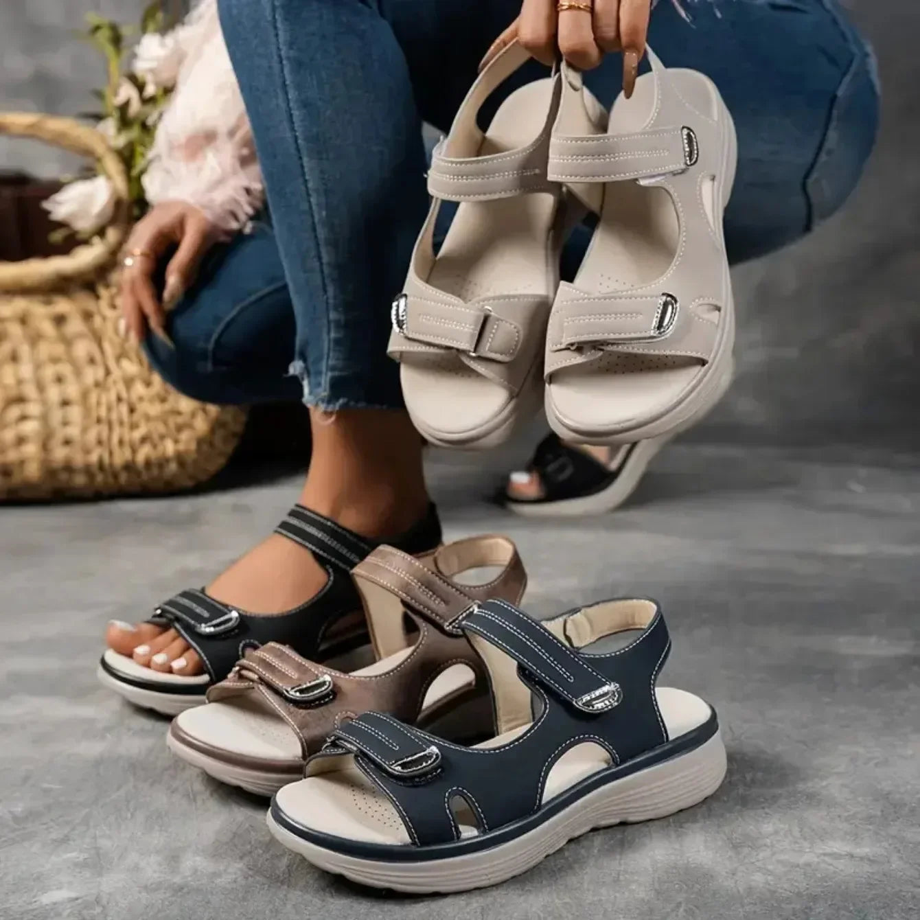 New Summer Wedge Sandals Casual Women Comfortable Fashion Thick Sole Outdoor Platform Sandals Non Slip Wading Beach Shoes Women