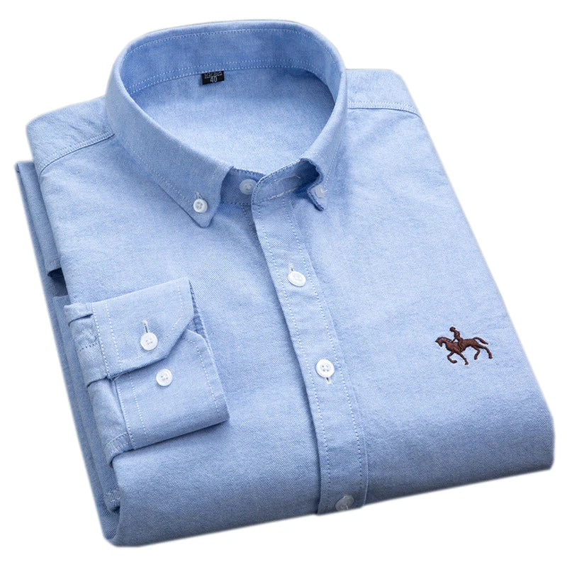 Long Sleeve Pink Shirt For Men Oversize Slim Fit Casual Dress Shirts Four Seasons Cotton Oxford New Fashion Korean Men Clothing