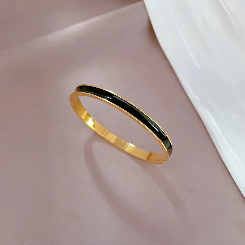 Silver Color Bangles Bracelet for Women Girls Titanium Steel 18K Gold Plated Waterproof Jewelry Luxury Sparkling Zircon Bangles