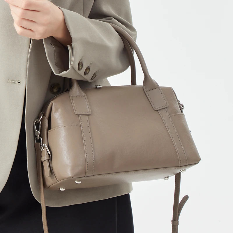 2026 New Women's Fashion Genuine Leather Handbag Female Large Capaci Luxury Designer Boston Totes Bag Shoulder Crossbody Bag