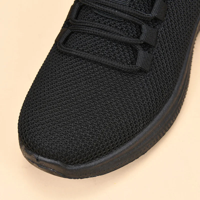 Middle-Aged and Elderly Women's Work Shoes Black Spring and Autumn Flat Shoes Non-Slip Soft Sole Mom Shoes Comfortable Casual Shoes