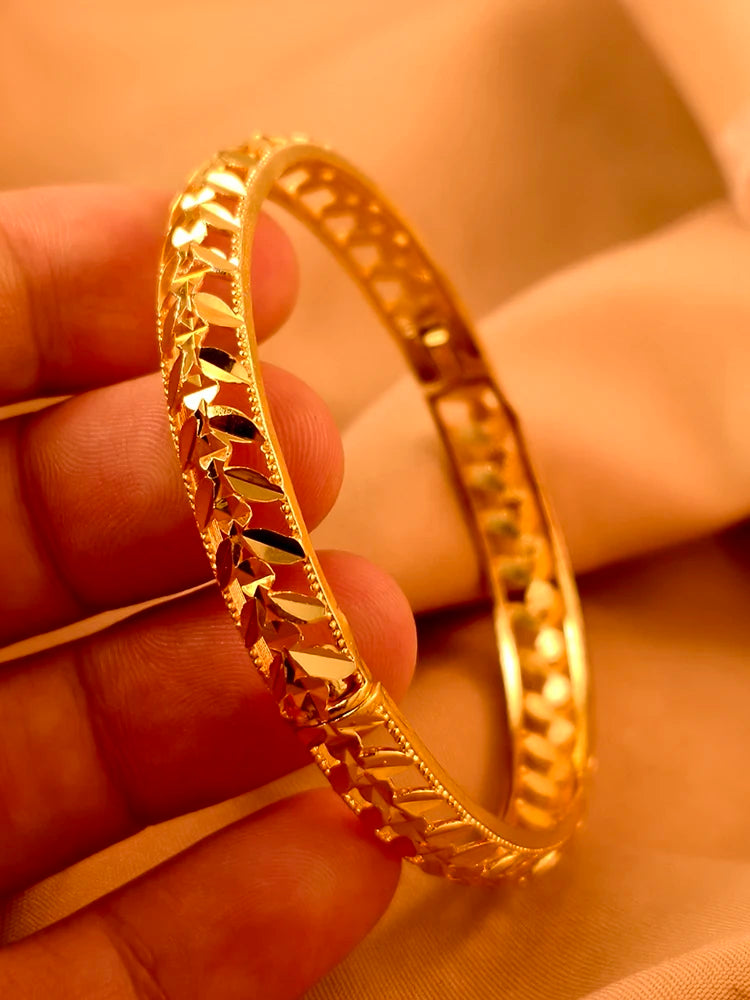 Dubai Gold Plated 24K Bangles for Women Jewelry Exaggerated Style Bracelets Banquet Party Bijoux Nigeria Wedding