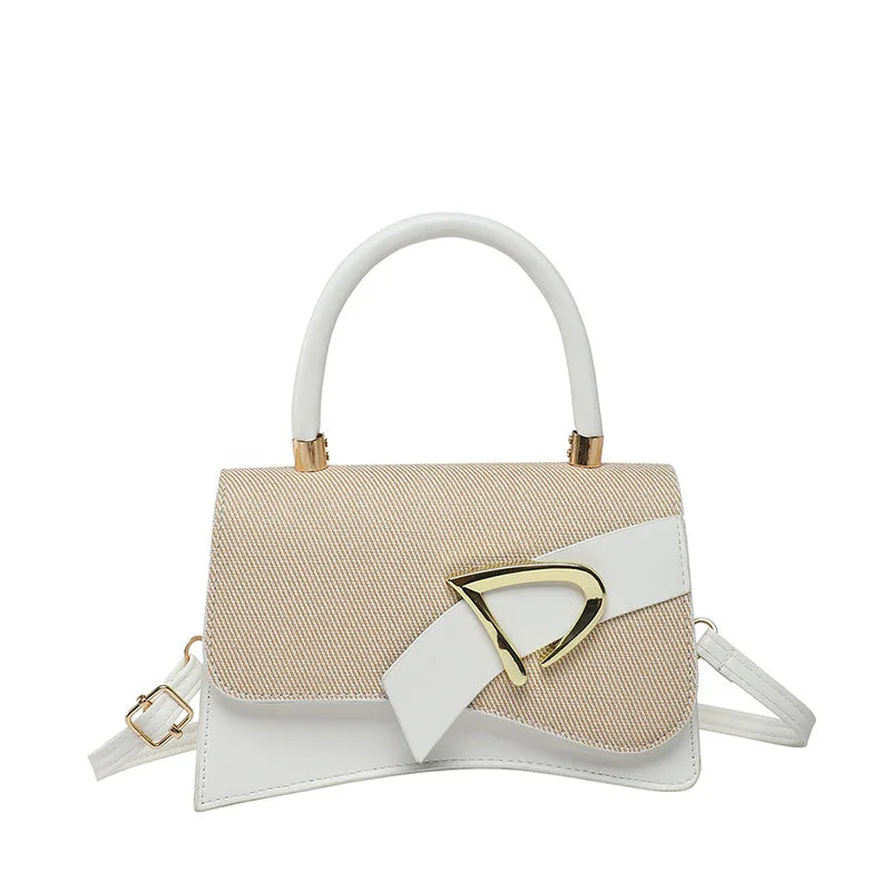 Women's Bags, Hand-held Spliced Contrasting Crossbody Bag, Fashion and Versatile Simple Casual Single Shoulder Small Square Bag