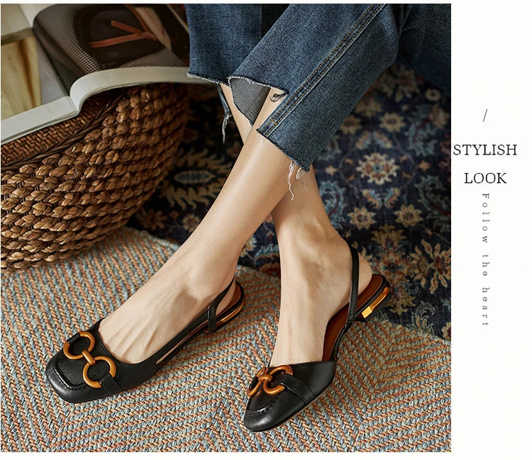 Fashion Women Sandals Elegant Casual Shoes for Woman 2022 Slip On Ladies Flats Office Party Square Heels Sandals Zapatos Mujer