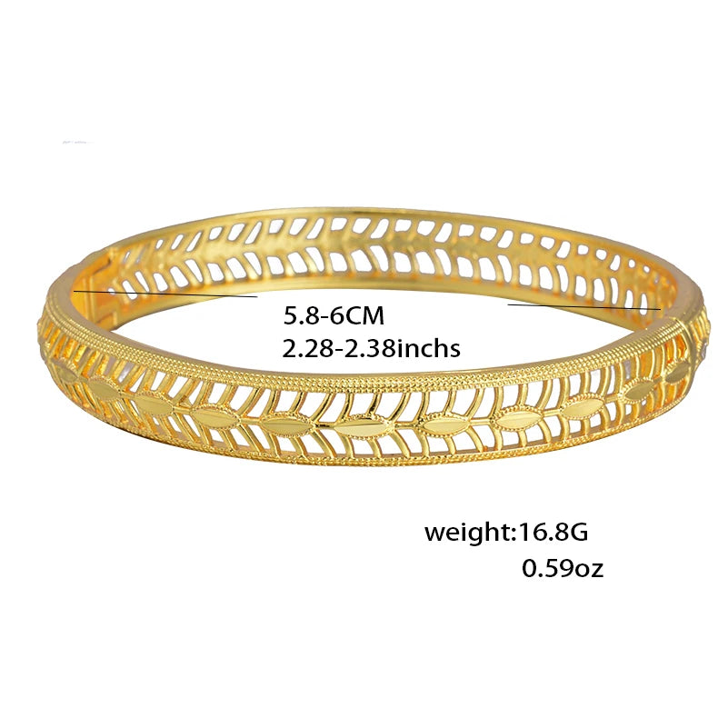 Dubai Gold Plated 24K Bangles for Women Jewelry Exaggerated Style Bracelets Banquet Party Bijoux Nigeria Wedding