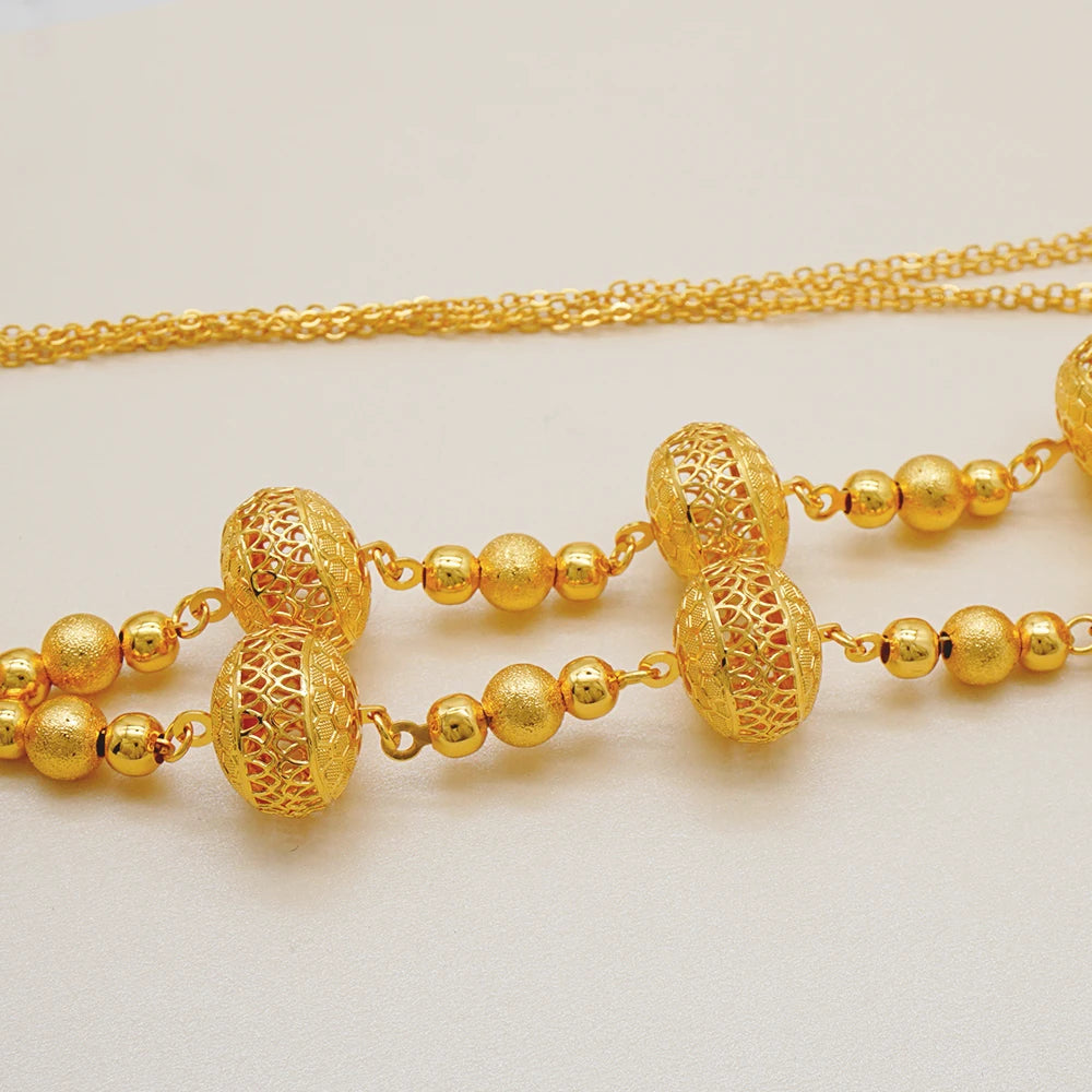 Luxury Dubai Jewelry Sets High Quality Tassel Unique Design African Chain Wedding Long Necklace Earrings Jewelry Set