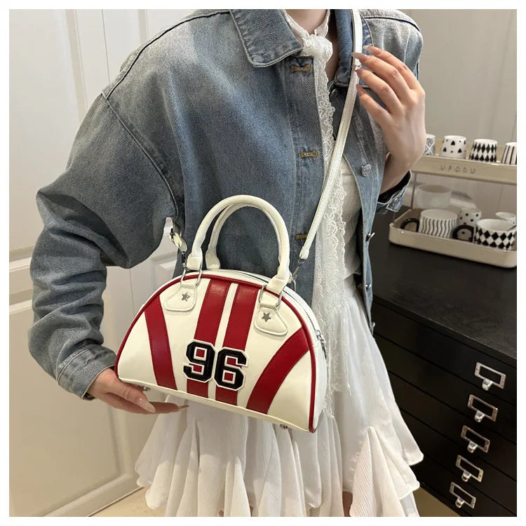 Striped Handbag Women Shoulder Bag, Chic Half Moon Armpit Bag, Stylish Tote Crossbody Bag for Women‘s Daily Work Party Travel
