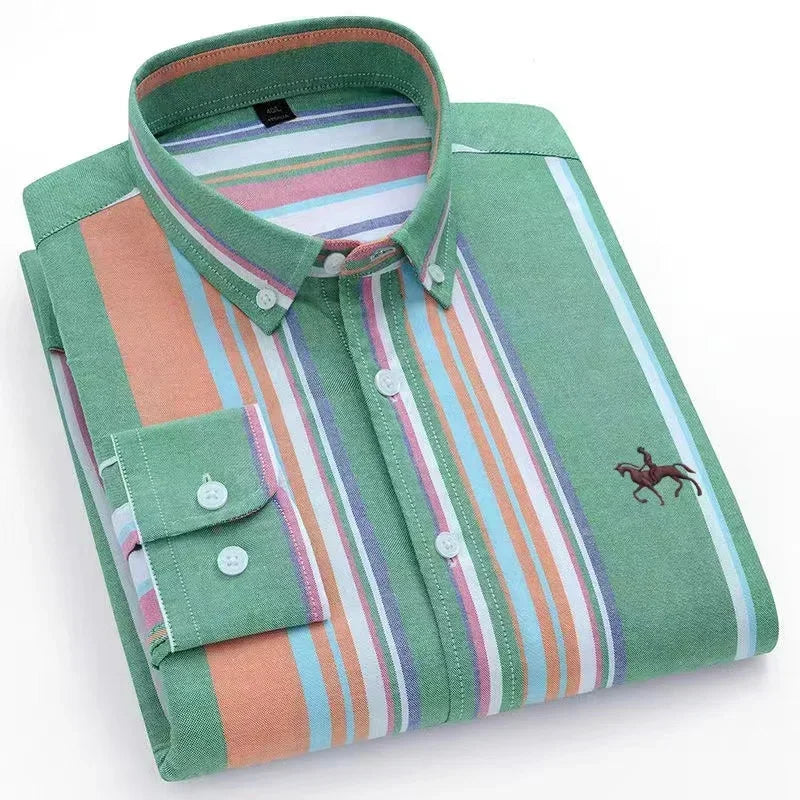 New in shirt 100%cotton plus size long-sleeve shirts for men slim fit formal fashion office shirt hight qulity plaid clothes