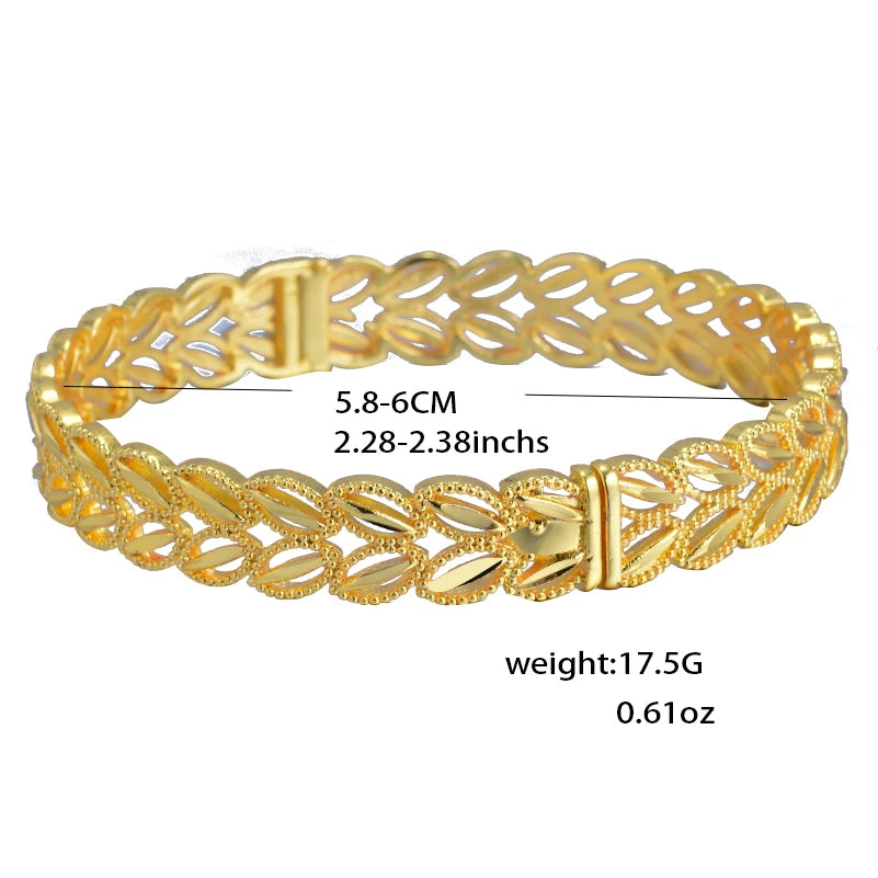 Dubai Gold Plated 24K Bangles for Women Jewelry Exaggerated Style Bracelets Banquet Party Bijoux Nigeria Wedding