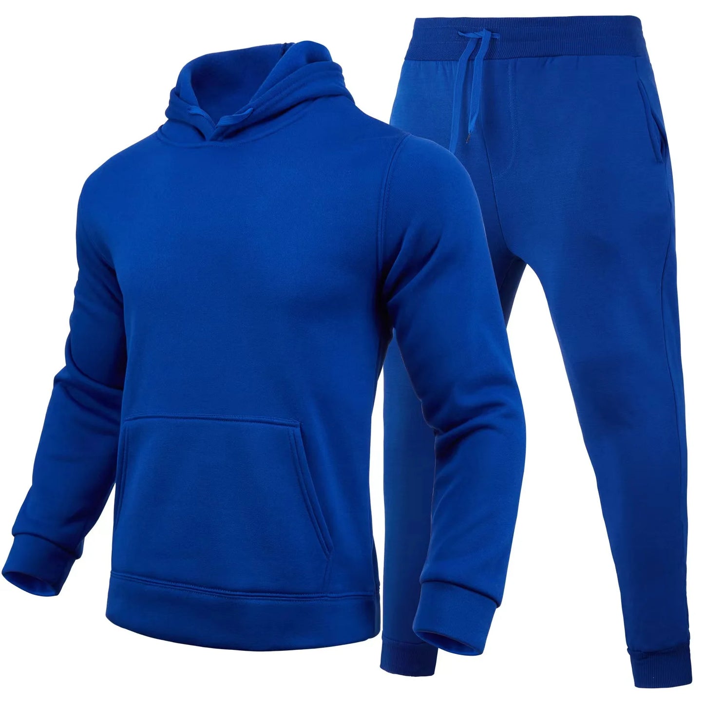 New Men Women Tracksuit Hoodies Casual Solid Color Thick Pullover and Long Pant 2-piece Set Men Autumn Fleece Jogger Sports Suit