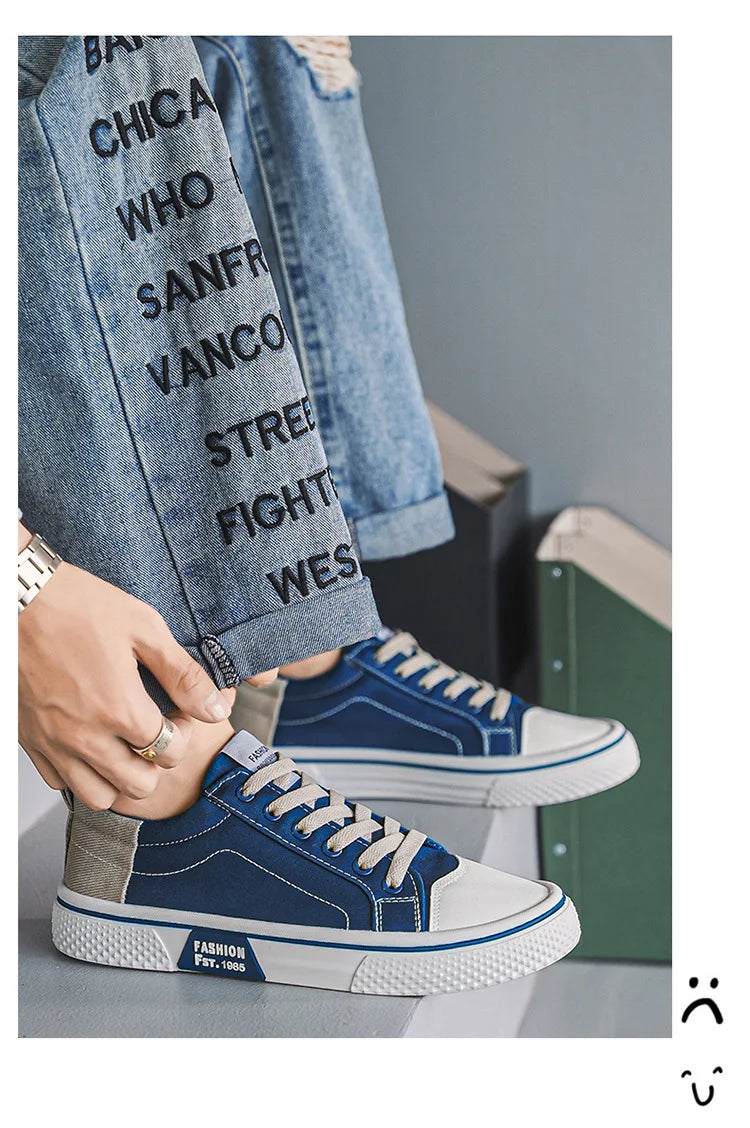 Mens Breathable Canvas Skate Shoes Soft Sole Casual Sneakers Trendy Versatile Lightweight Non-Slip Slip-On Sports Footwear 37-48